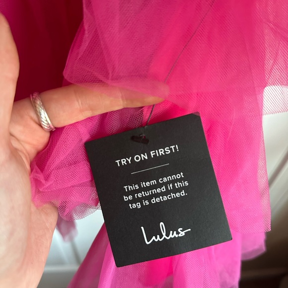 Lulu’s Pink Strapless Tulle Mini Dress Women’s Size Small Dress Size 2/4 NEW - Picture 5 of 11